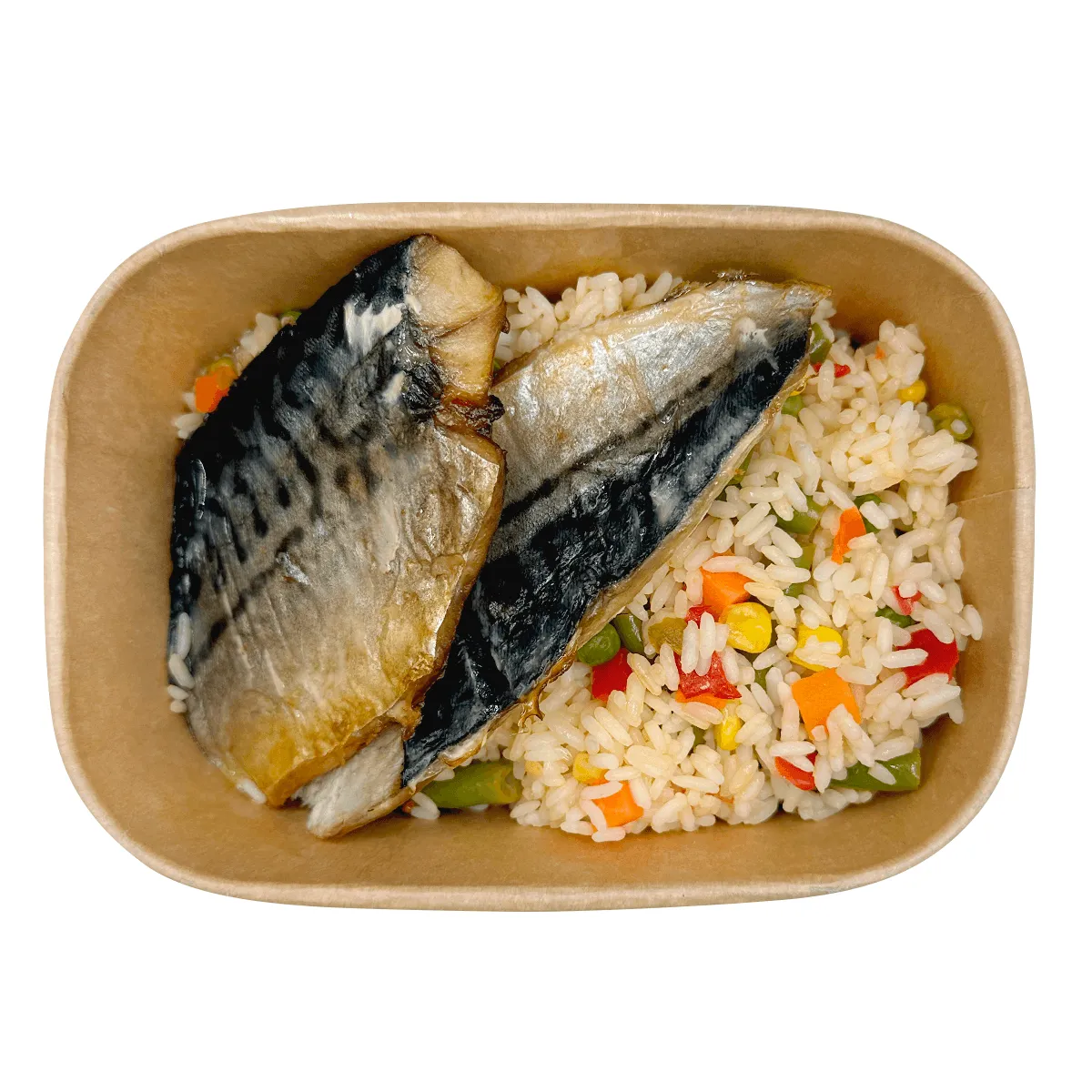 Lunch box №1 (Рис з овочами, запечена скумбрія)