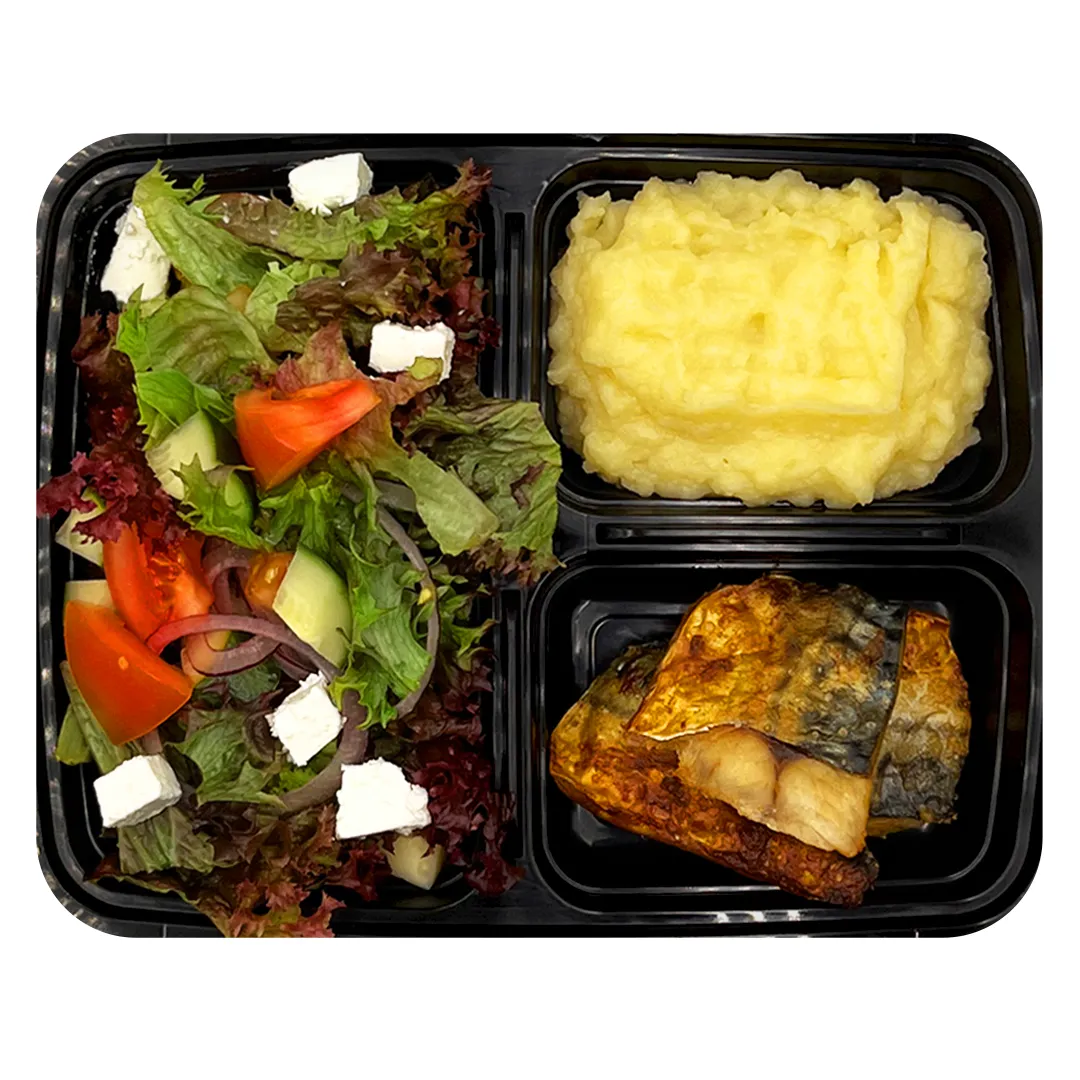 Lunch light №2 (скумбрия гриль, картофель. пюре, греческий салат)