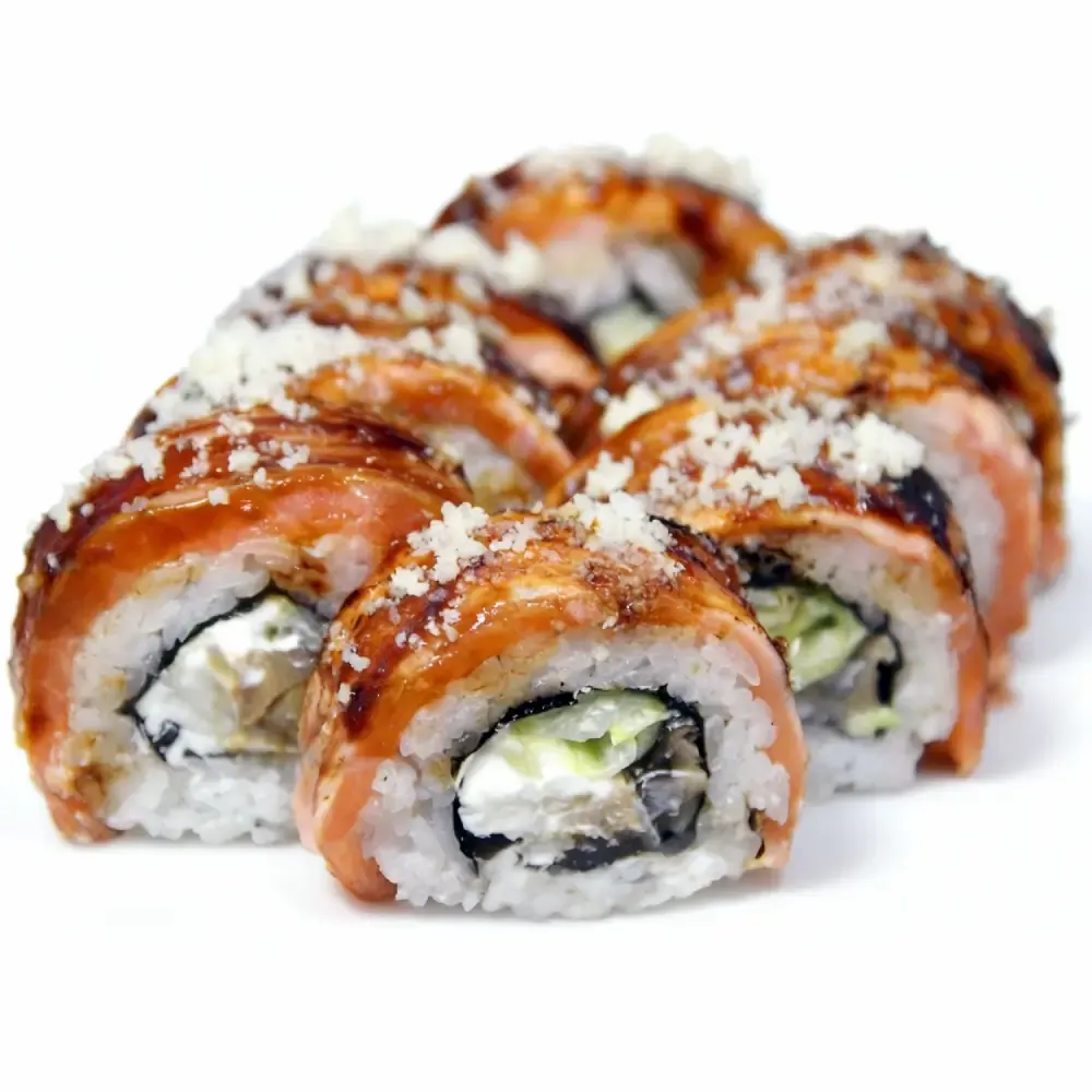 Ролл с обожженным лососем и пармезаном