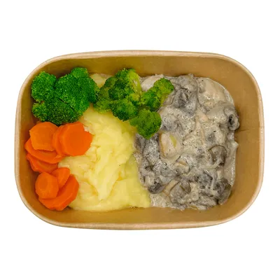 Lunch box №2 (Картофельное пюре, бефстроганов из курятины)