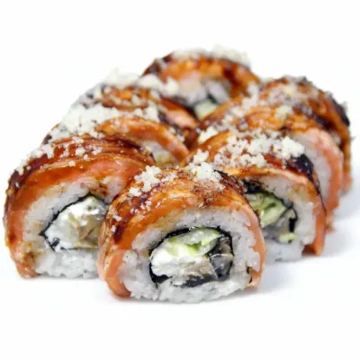 Ролл с обожженным лососем и пармезаном