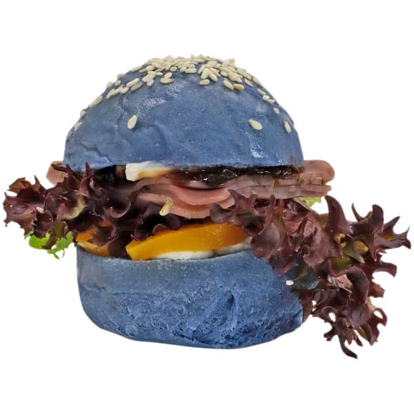 Блакитний бургер з сиром з лавандою